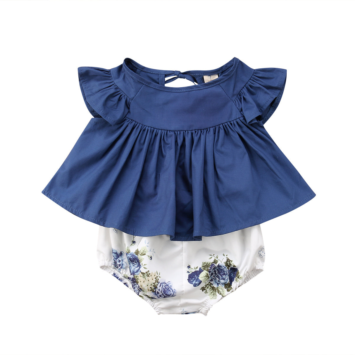 Newborn Infant Baby Girl Dress Floral Top Panties Low Clothing 0-24m