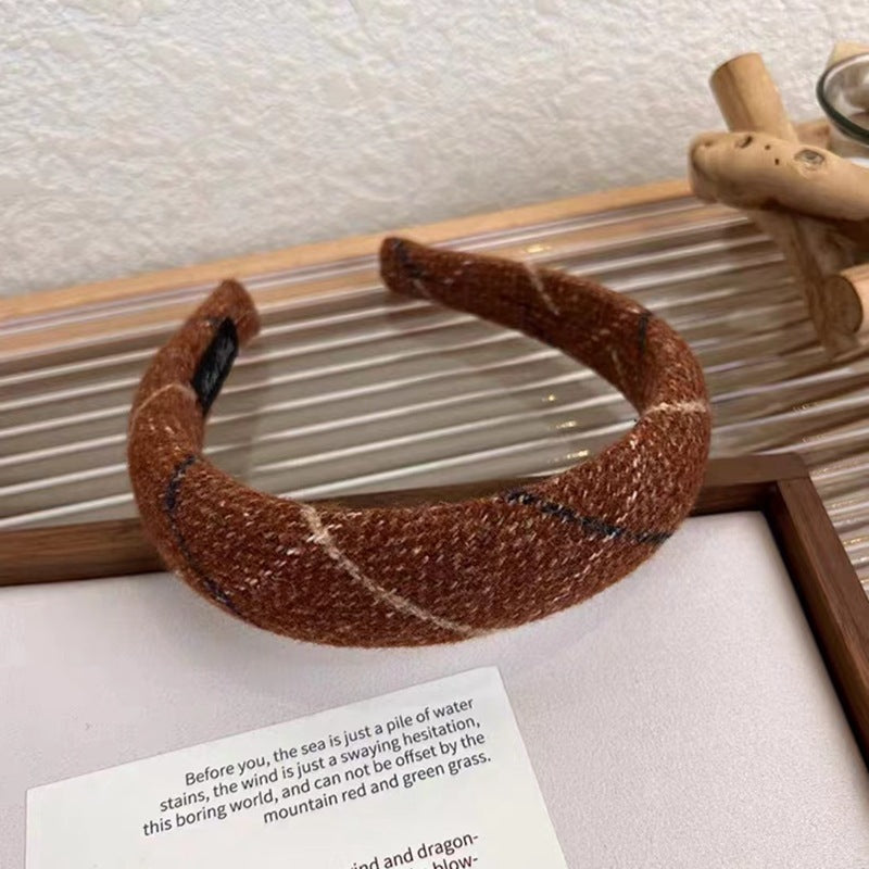 Autumn And Winter New Classic Plaid Sponge Headband