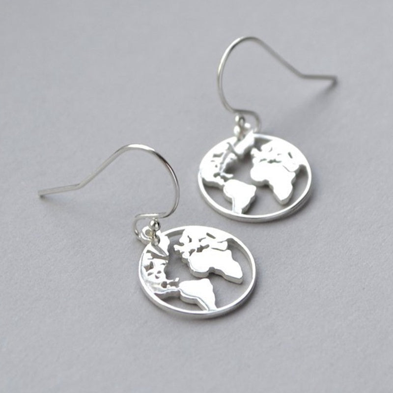 Exquisite gold world map earrings
