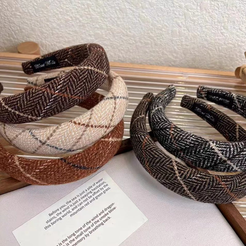 Autumn And Winter New Classic Plaid Sponge Headband