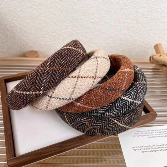 Autumn And Winter New Classic Plaid Sponge Headband