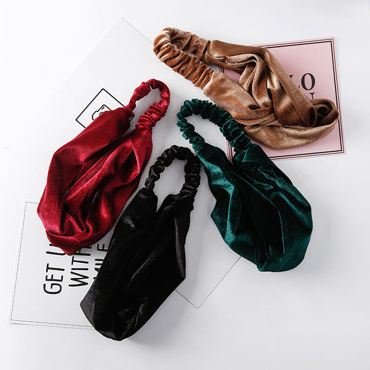 Velvet cross wide-brimmed hair band elastic stretch headband hair band hair accessories