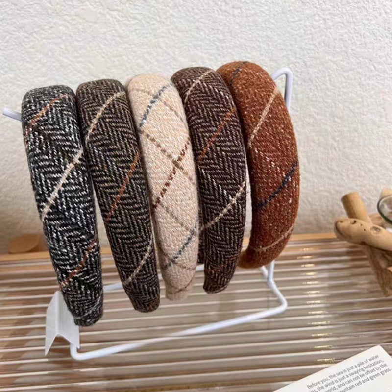 Autumn And Winter New Classic Plaid Sponge Headband