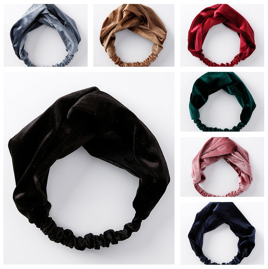Velvet cross wide-brimmed hair band elastic stretch headband hair band hair accessories