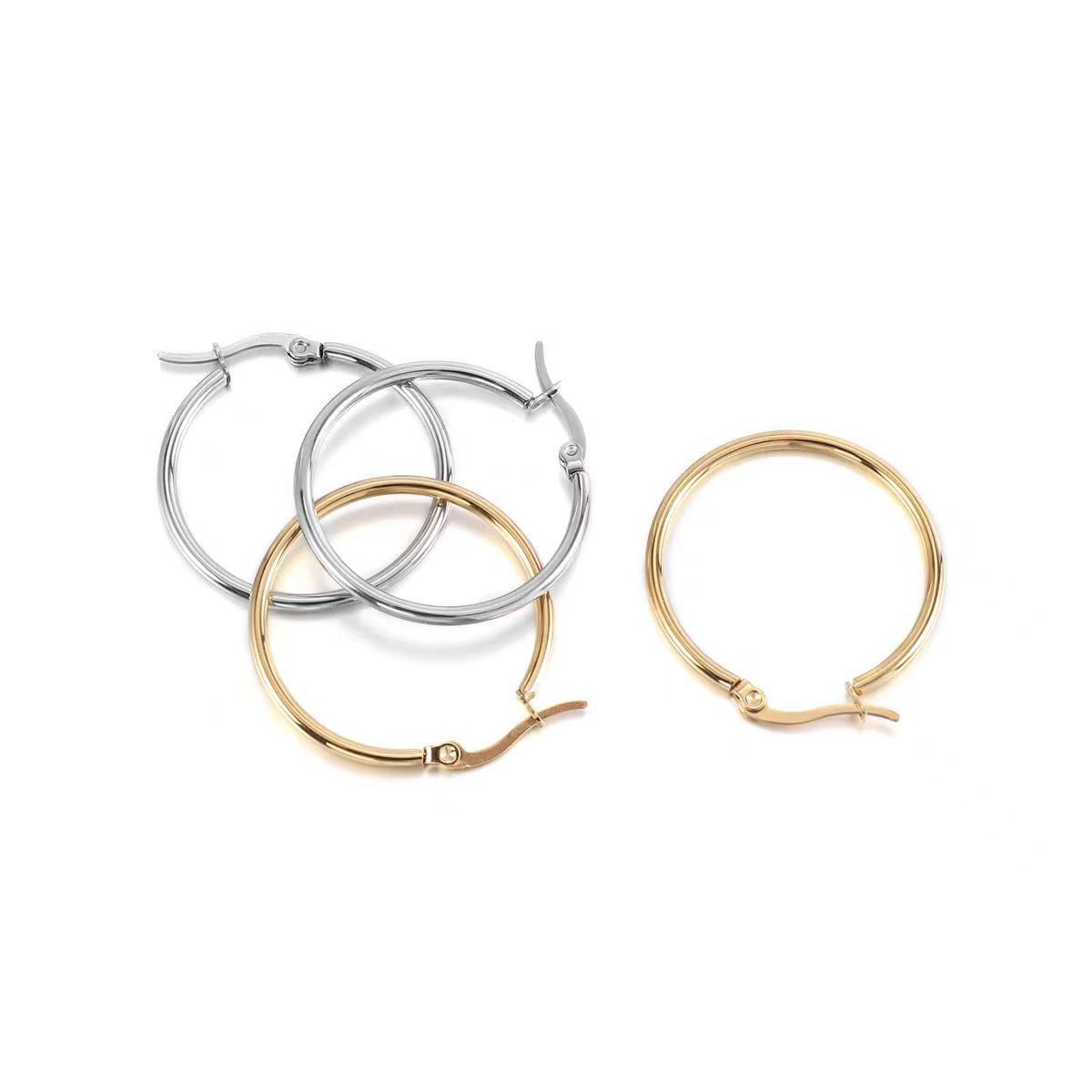 316L Stainless Steel Large Circle Coil Earrings