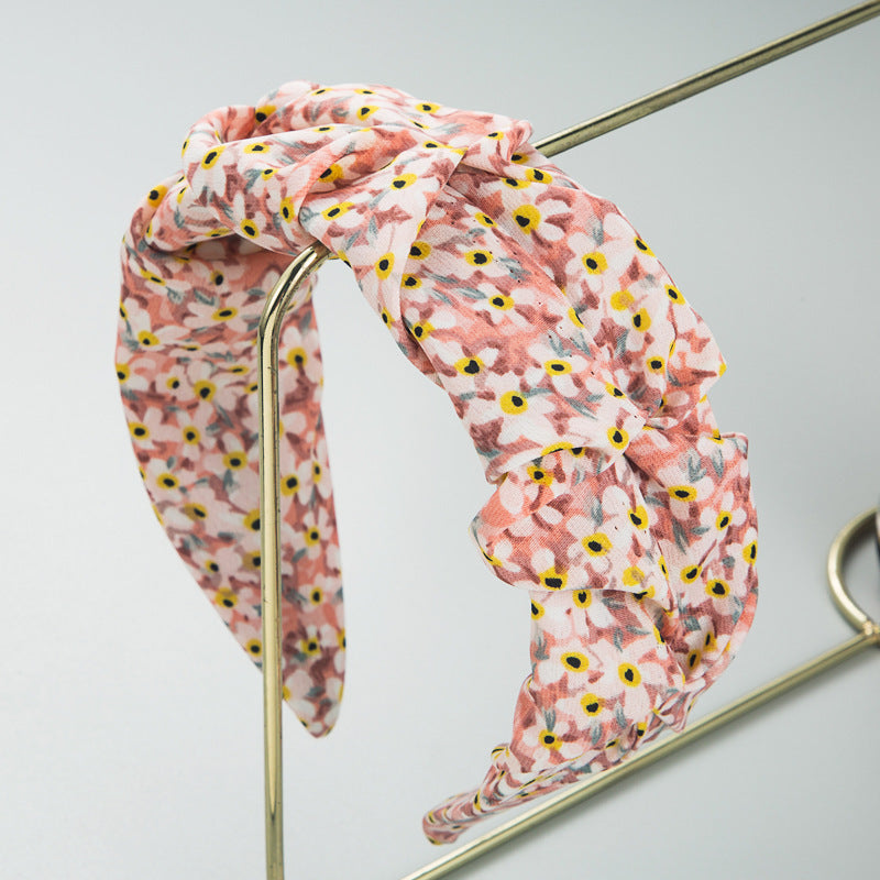 Trendy Boho Daisy Pleated Headband Chiffon