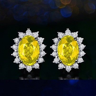 Heart-shaped Six-claw Inlaid Zircon Earrings