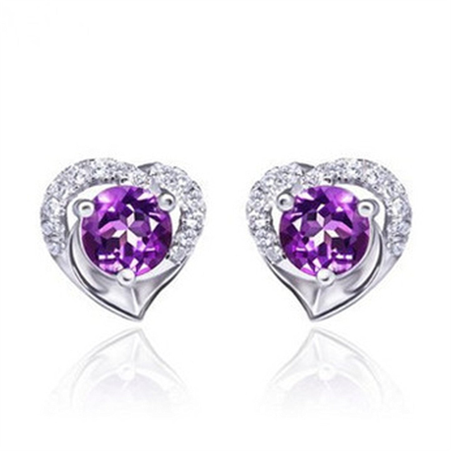 Heart-shaped Six-claw Inlaid Zircon Earrings