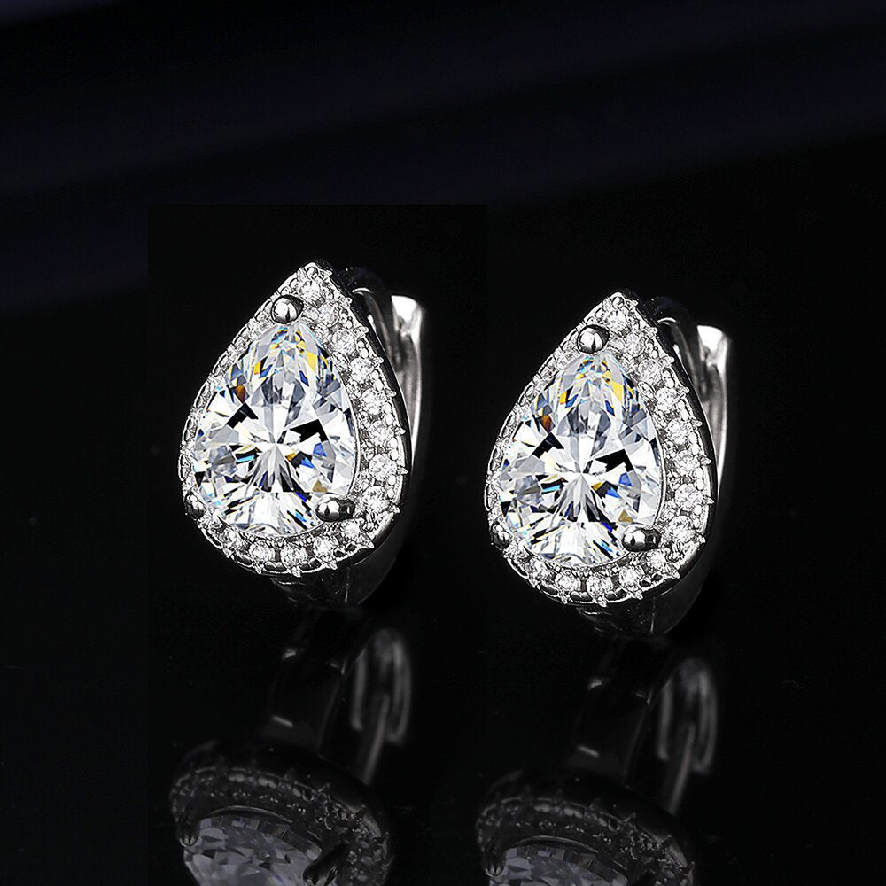 Heart-shaped Six-claw Inlaid Zircon Earrings