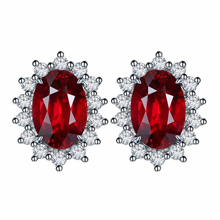 Heart-shaped Six-claw Inlaid Zircon Earrings