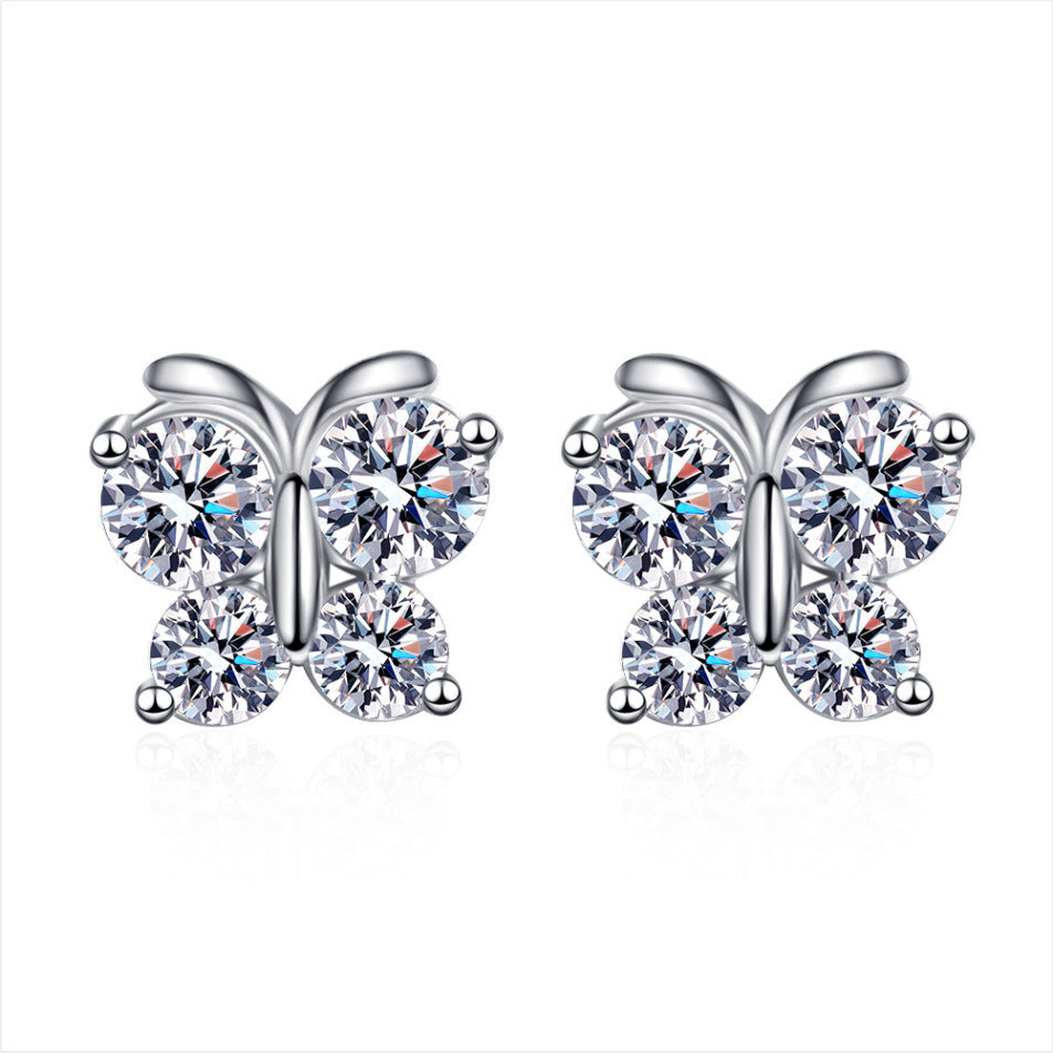Heart-shaped Six-claw Inlaid Zircon Earrings