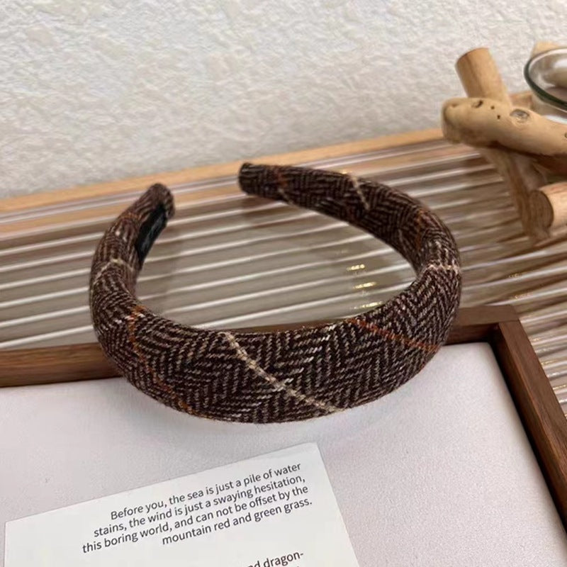 Autumn And Winter New Classic Plaid Sponge Headband