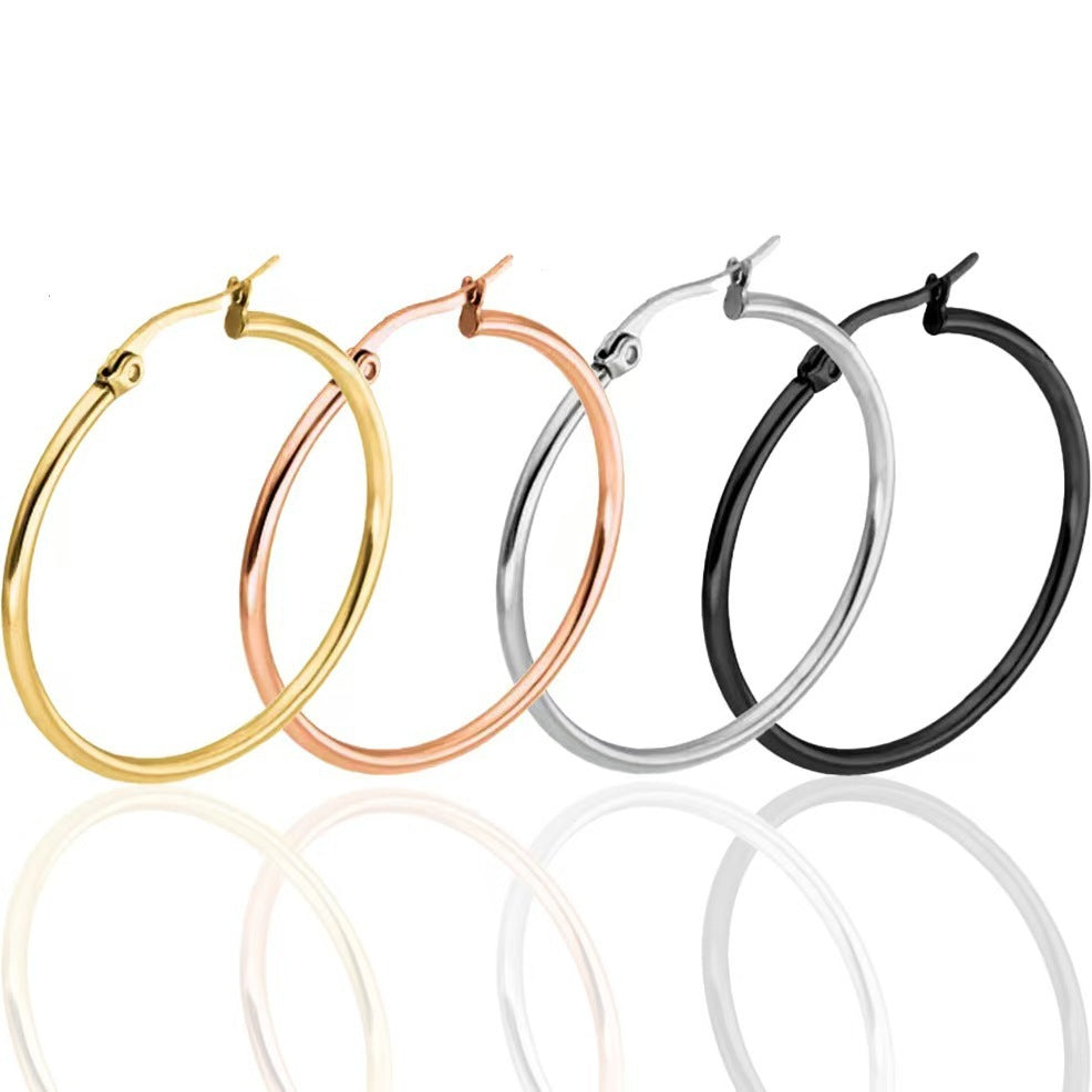316L Stainless Steel Large Circle Coil Earrings