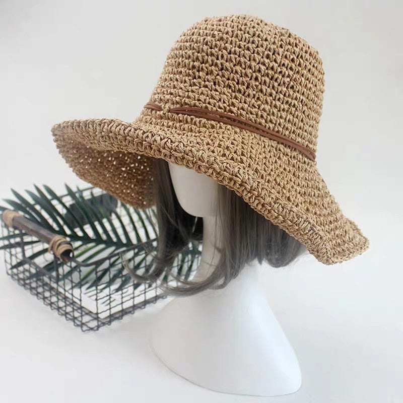 Woven Brim Straw HatSunshade Foldable Travel Beach Straw Hat