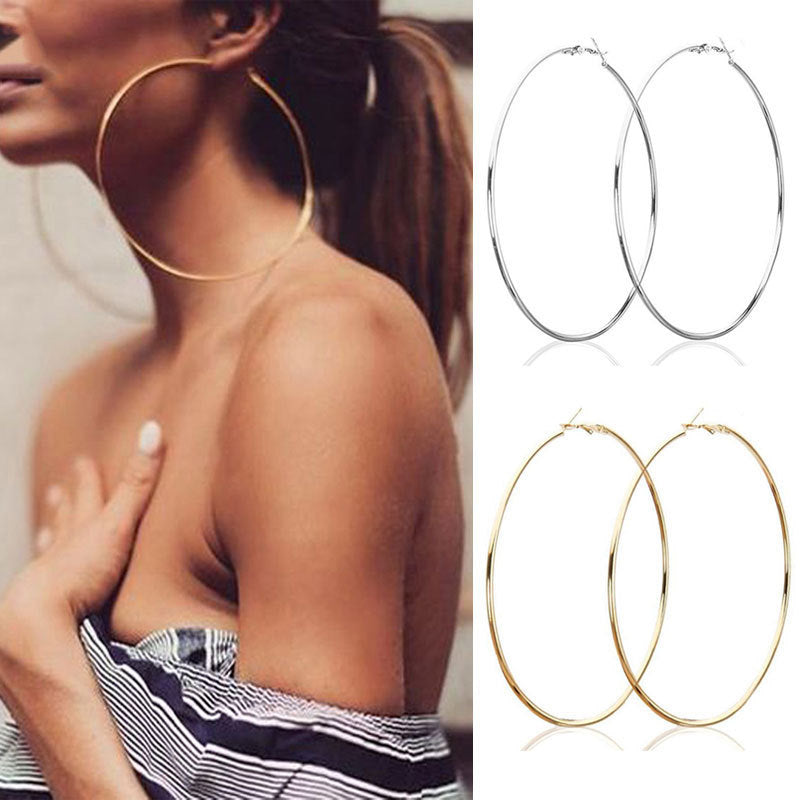 Simple Personality Metal Glossy Surface Ear Hoop Jewelry