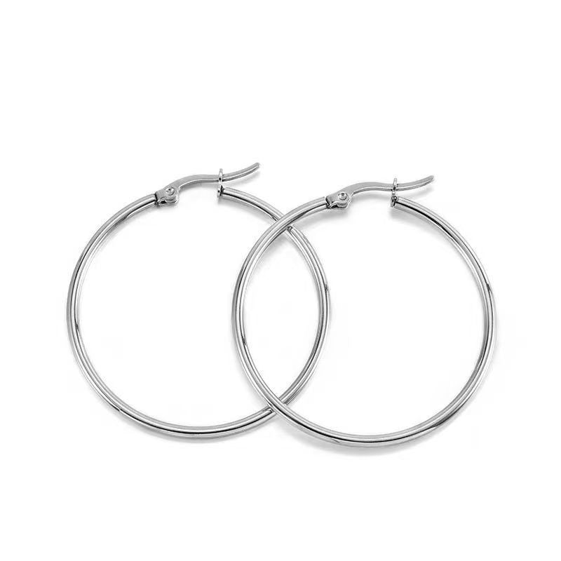 316L Stainless Steel Large Circle Coil Earrings
