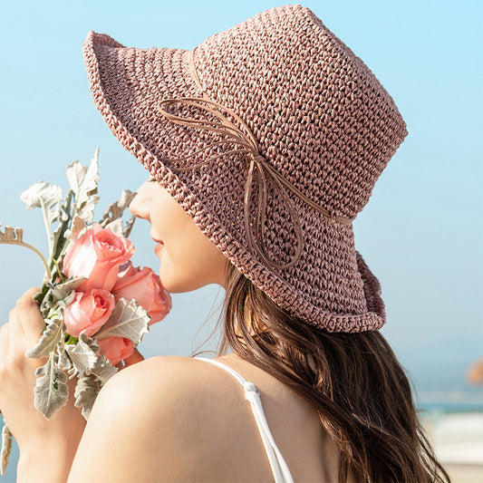 Woven Brim Straw HatSunshade Foldable Travel Beach Straw Hat