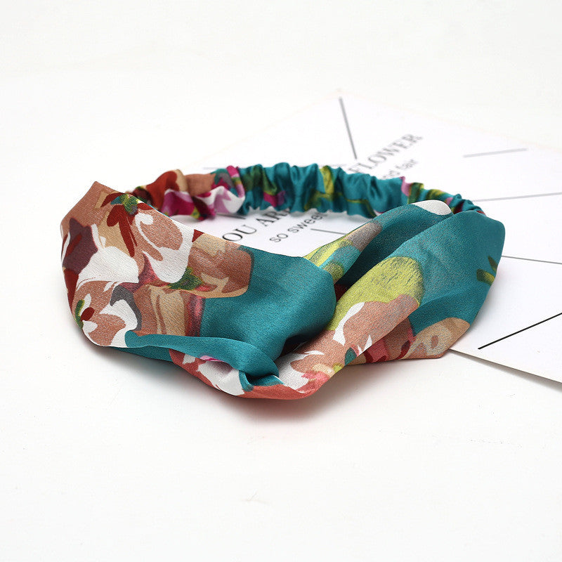Cross Elastic Headband Chiffon Silk Headband