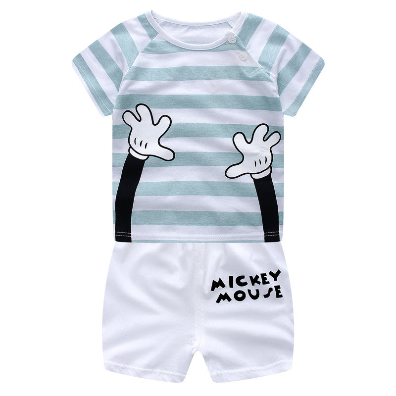 New baby suit cotton children's clothes summer boy two-piece suit