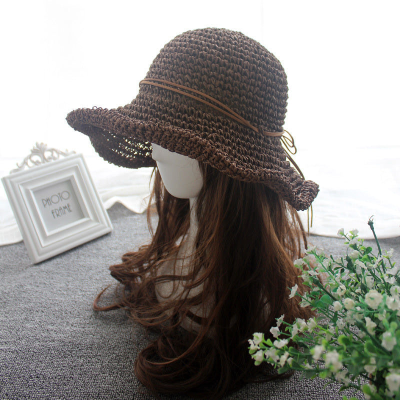 Woven Brim Straw HatSunshade Foldable Travel Beach Straw Hat