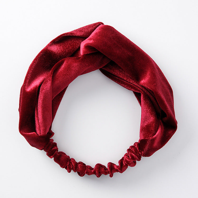 Velvet cross wide-brimmed hair band elastic stretch headband hair band hair accessories