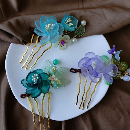 Hanfu Cheongsam Performance Glazed Jewelry Flowers