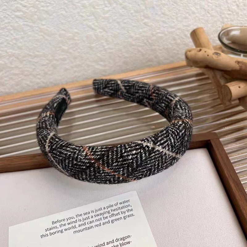 Autumn And Winter New Classic Plaid Sponge Headband