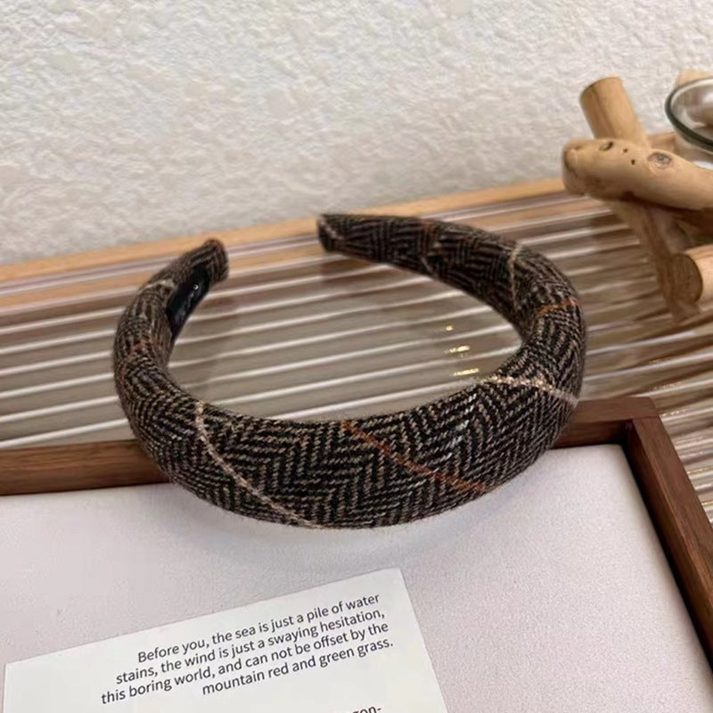 Autumn And Winter New Classic Plaid Sponge Headband