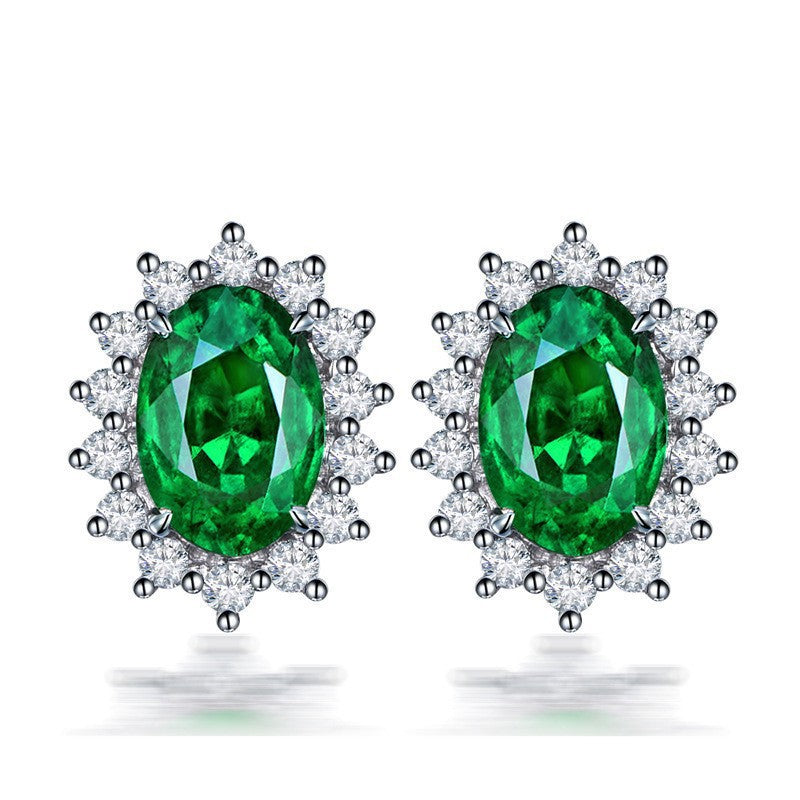 Heart-shaped Six-claw Inlaid Zircon Earrings