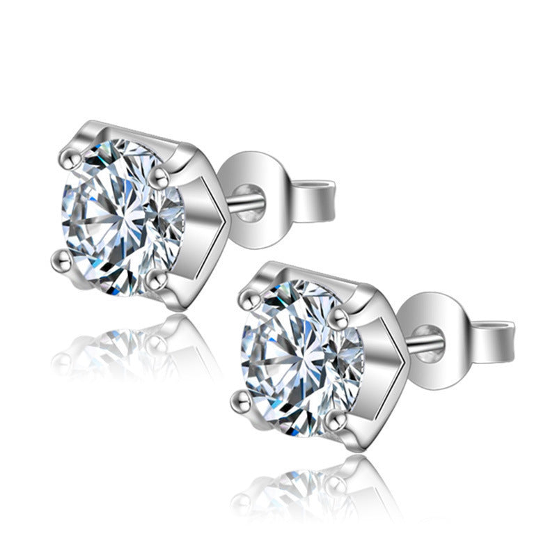 Heart-shaped Six-claw Inlaid Zircon Earrings