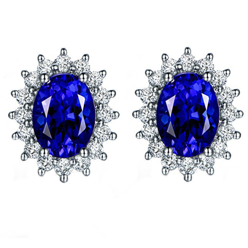 Heart-shaped Six-claw Inlaid Zircon Earrings