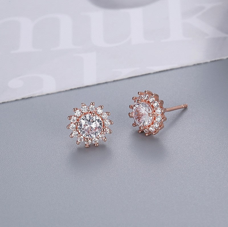 Heart-shaped Six-claw Inlaid Zircon Earrings