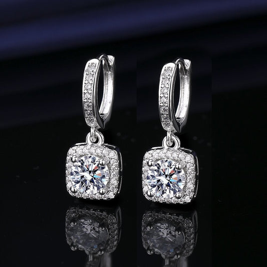 Heart-shaped Six-claw Inlaid Zircon Earrings