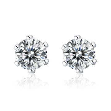 Heart-shaped Six-claw Inlaid Zircon Earrings