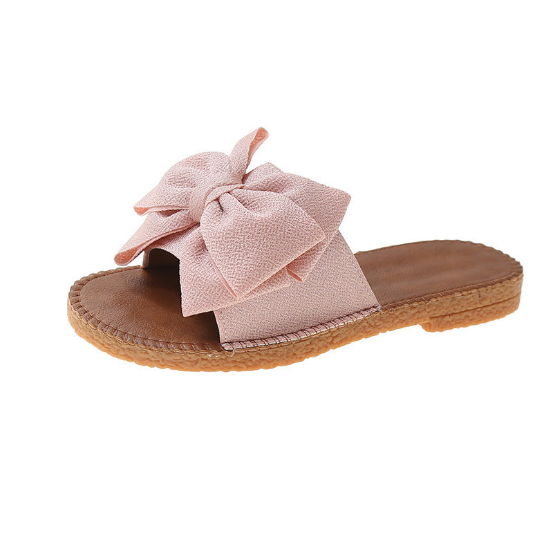 Women's Slip-on Cloth Sandals Summer Soft Bottom Flat Heel Bow