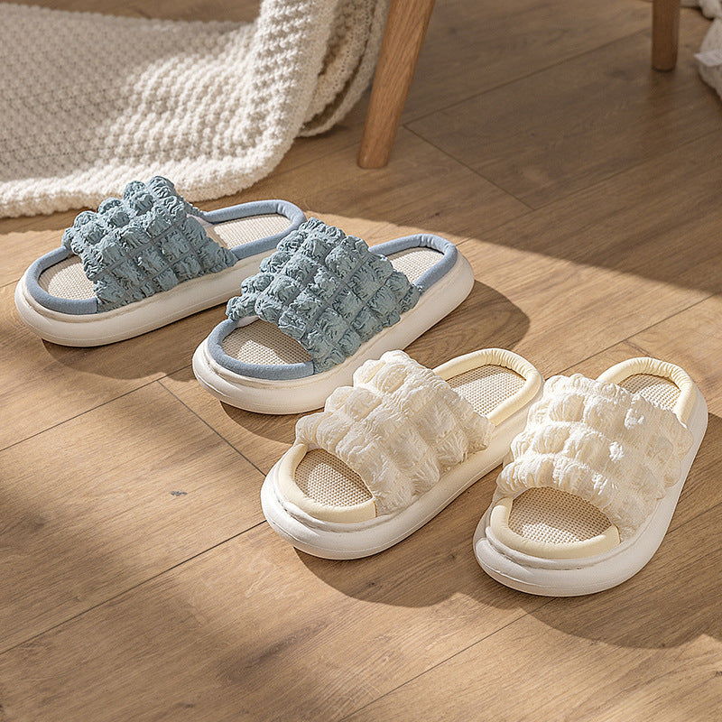 EVA Thick-soled Linen Slippers Women's Mute Soft-soled Slippers