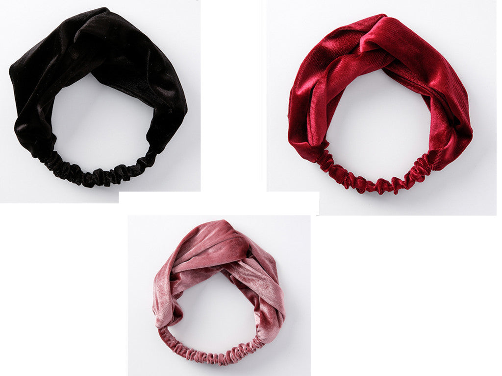 Velvet cross wide-brimmed hair band elastic stretch headband hair band hair accessories